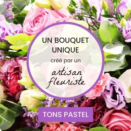 Bouquet deuil pastel et coloré du fleuriste
