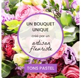 Bouquet deuil pastel et coloré du fleuriste
