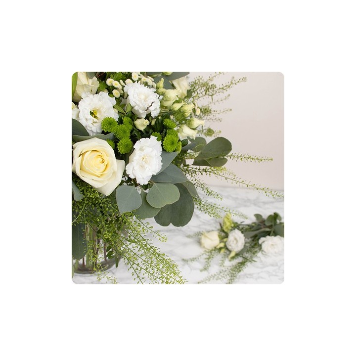 Bouquet deuil PRESTIGE PARADIS BLANC